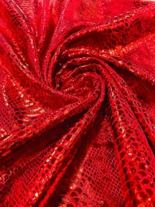 58" Diseño de Serpiente de Lámina Roja Ancha en Tela de Terciopelo Elástica VENDIDO POR YARDA - Imagen 1 de 1