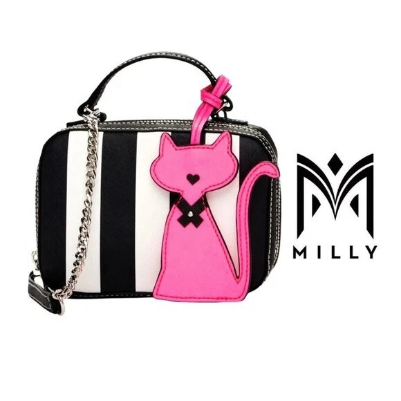 MILLY Striped Saffiano Leather Kitty Mini Satchel - Image 1 of 1