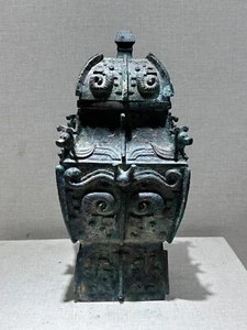 Chinese Bronze Pot Lei Taotie &Chi Loong motif Wine Ware pot 青铜罍 - Picture 1 of 16