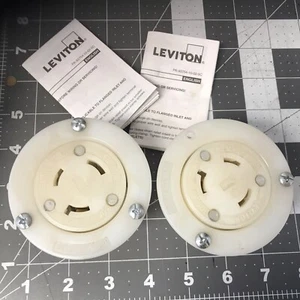 Leviton Twist Turn Locking Flanged Outlet Receptacle 30A 480V LOT OF 2 (LA44F) - Picture 1 of 3