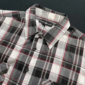 Beverly Hills Polo Club Button Up Shirt 2XLB Big Black/White/Red Short Sleeve - Picture 1 of 6