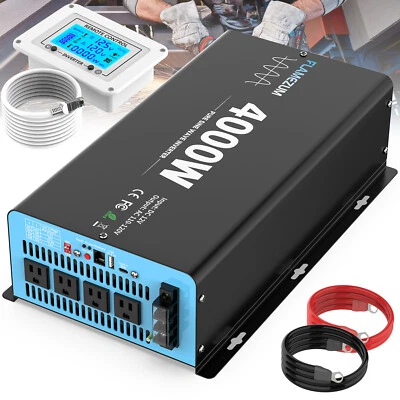 4000W 8000W Pure Sine Wave Power Inverter 12V to 110V 120V Converter Truck Boat - Image 1 of 4