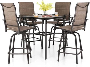 5 Piece Bar Height Patio Dining Set Outdoor Table & Chairs For Yard Heavy Duty - Picture 1 of 9