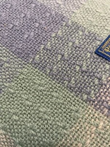 Pendleton Coperta Tessuto Lana Vergine Plaid Blu Verde Panna Frangia 57X 72 - Foto 1 di 4