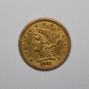 1861 $2.50 Liberty Head Gold Quarter Eagle New Reverse - Picture 1 of 3