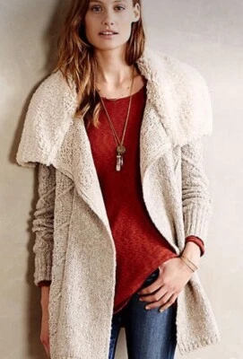 SLEEPING ON SNOW Anthropologie Bondurant Sherpa Cardigan Sweater size S Foto 1 de 4