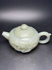 Chinese Hand-carved Natural Hetian Jade Nephrite Teapot Dragon Carving