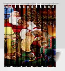 Bloodhound Dog Christmas Shower Curtain Bathtub Decor for Bathroom with Hooks - Picture 1 of 5