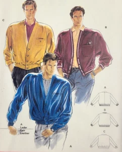 UC Burda 5156 Sew Pattern Mens Retro Cardigan Jacket Bomber Members Only Style - Bild 1 von 4