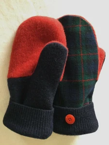 Handgefertigte Wollhandschuhe aus Up-Cycled Pullover/Anzug-Fleece gefüttert OOAK M - Bild 1 von 3