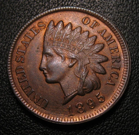 OLD US COINS 1895 INDIAN HEAD CENT PENNY UNC RB FULL LIBERTY BEAUTY Cover