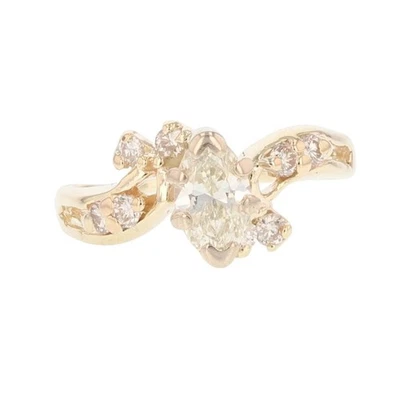 .57ctw Marquise Cut Diamond w/ Accents Engagement Ring 14k Yellow Gold Size 3.75 - Image 1 of 4