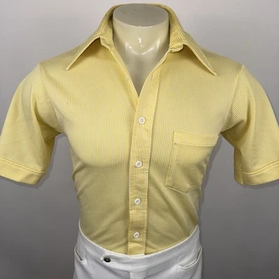 Camisa De Colección Años 60 70 Abotonada Cuello Daga Poliéster Disco MCM Mod Para Hombres Mediana Foto 1 de 4