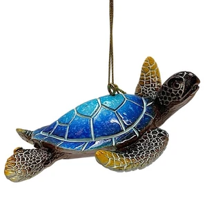 Blue Sea Turtle Waving It's Fin Christmas Tree Ornament New - Picture 1 of 6