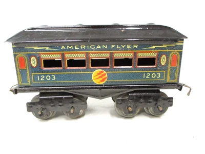 American Flyer 1203 Blue Litho Electric Express Pullman Prewar O gauge X7379 - Image 1 of 4