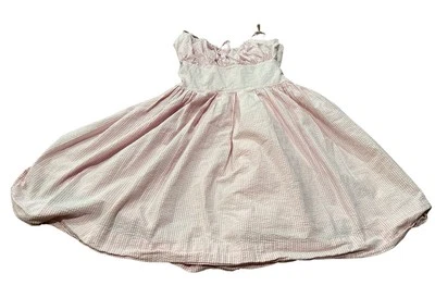 Vestido SEERSUCKER a rayas rosa/blanco para niñas de Ralph Lauren - talla 10 Foto 1 de 4
