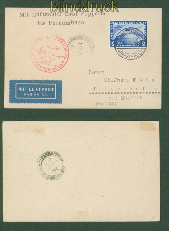 Zeppelin LZ 127 Südamerikafahrt 1930 Graf Zeppelin Mi # 438 Y EF Mi # 63 b(59248 - Bild 1 von 1