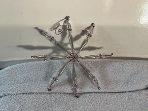 Vintage Weihnachtsschmuck Perlen Schneeflocke Rosa Silber Perlen PO9606 - Bild 1 von 6