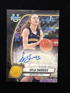 Espadas Syla cromadas #65 refractor de onda negra automático Bowman University 2024-25 - Imagen 1 de 2
