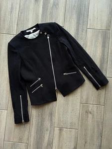 Veronica Beard Black Jacket Asymmetrical Zip Blazer Size 8 - Picture 1 of 12