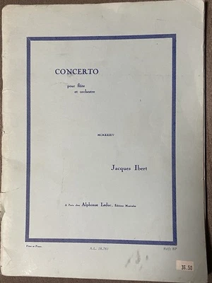 CONCIERTO Pour Flute et Orchestre 1934 JACQUES IBERT, Flauta y Piano Partituras Foto 1 de 4