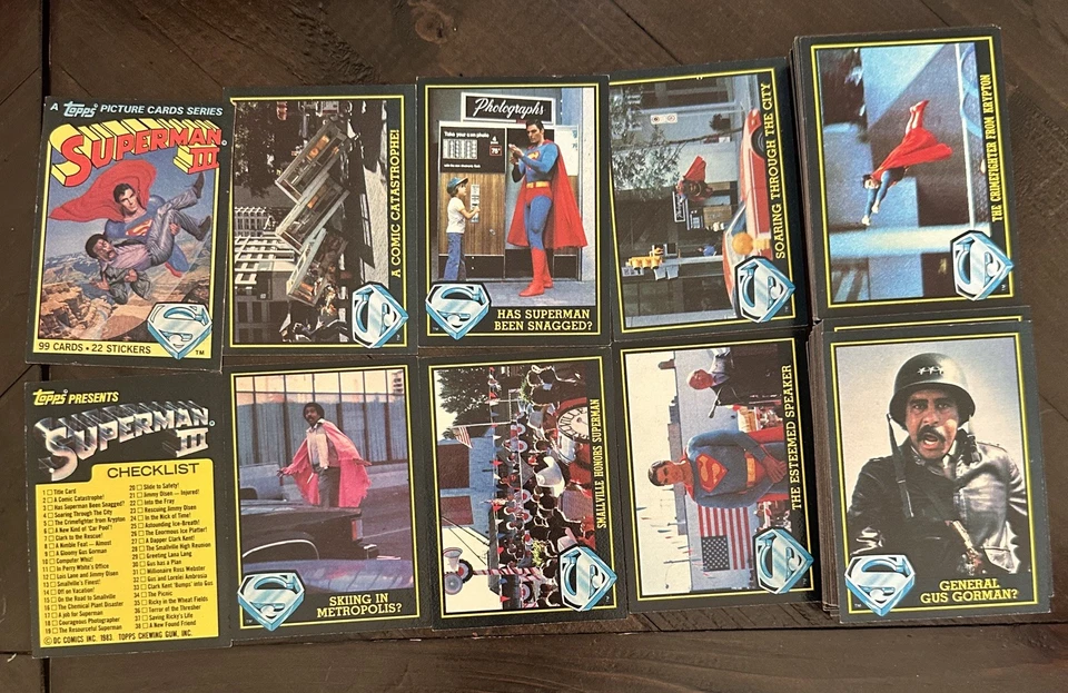 1983 Topps Superman III BASE COMPLETA 99 JUEGO DE CARTAS CHRISTOPHER REEVE Pryor DC Foto 1 de 4