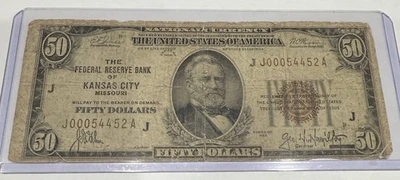 1929 $50 Federal Reserve Bank of Kansas City, MO National Currency Note - Image 1 of 4