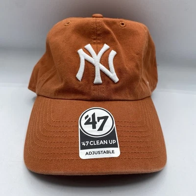 Gorra New York Yankees 47 Marca Naranja Logo Limpieza MLB Correa Ajustable Nueva con Etiquetas Foto 1 de 4