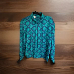 Pendleton Vintage Women Blouse Size 14 Blue Green Country Sophisticates USA - Picture 1 of 6
