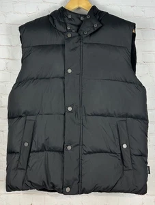 NWT Calvin Klein Mens Full Zip Puffer Goose Down Hooded Vest Black Size Medium - Picture 1 of 11