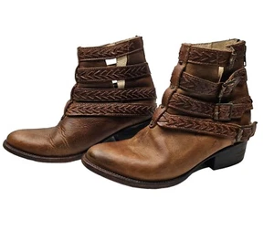 FREEBIRD Women's Roper US 8M Brown Leather Distressed Strappy Booties - Picture 1 of 11