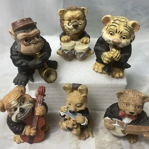 Miniature Resin Animal Band Figurines 6 Man Band With A Sax, Drums And More - Picture 1 of 9