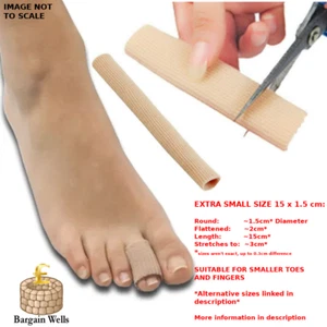XS Silicone Tube Toe Gel Protectors Soft Cushion Pad Finger Foot Pain Relief - Picture 1 of 3