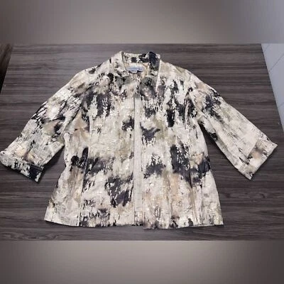 Samantha Grey Women Gold/Black Abstract Design Jacket Size 8 - Image 1 of 4