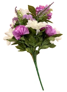 Artificial Lavender & White Peony, Dahlia & Hydrangea Bush - Picture 1 of 6