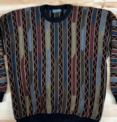 Suéter masculino vintage Tundra XXL multicolorido malha anos 90 listrado grande estilo Coogi - Imagem 1 de 4