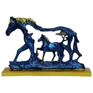 Olyresin laufendes Pferd mit Babypferd Statue für Prunkstück Wohnzimmer Geschenk - Bild 1 von 5