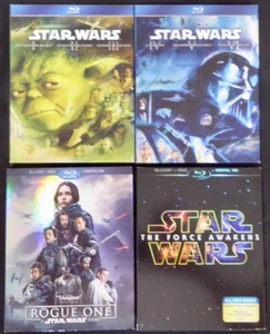 STAR WARS BLU-RAY 8 FILMS ORIGINAL TRILOGY PREQUEL ROGUE 1 FORCE AWAKENS 1-6 + - Foto 1 di 5