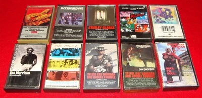 10 Vintage Rock Cassette Tapes Stevie Ray Vaughan Allman Bros. Pretenders etc. - Image 1 of 4
