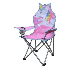 Kids Outdoor Folding Lawn & Camping Chair W/Cup Holder & Carrying Bag  Unicorn - Picture 1 of 1