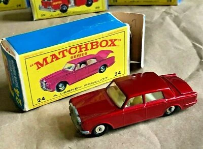 Matchbox 24 c Lesney 1965 n.º 24c - Rolls Royce Silver Shadow Red BPW caja electrónica Foto 1 de 4