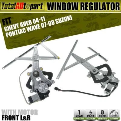 2x Window Regulator w/ Motor for Chevrolet Aveo Aveo5 Pontiac Wave Wave5 Front - Image 1 of 4