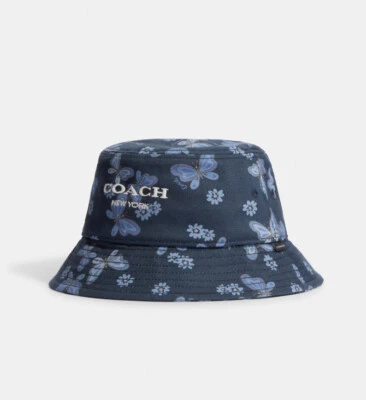 NUEVO CON ETIQUETAS Coach Mujer Precioso Sombrero Cubo Estampado Mariposa M/L CH394 Foto 1 de 4