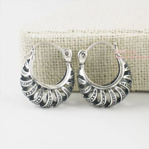 Pendientes de aro con bisagras de plata esterlina Bali A1019 - Imagen 1 de 9