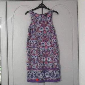 NEW LOOK PURPLE MIX FLORAL SLEEVELESS SHIFT DRESS SIZE 8 RRP £18 - Picture 1 of 3