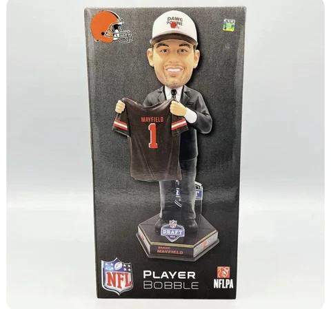 2018 NFL Draft Pick Bobblehead Baker Mayfield Cleveland Browns NEW IN BOX Cover
