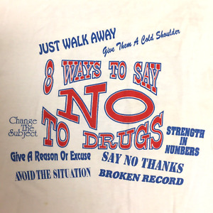 T-shirt vintage 8 façons de dire non drogue 2 faces logo NC à point unique taille L