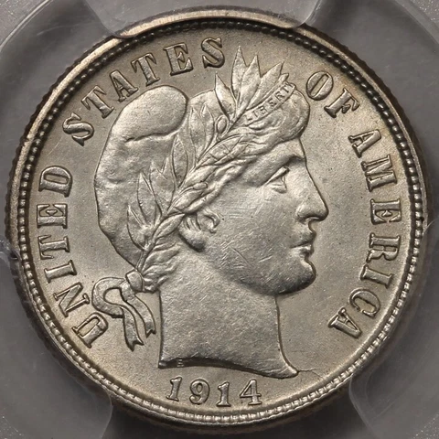 1914-D Barber Dime PCGS AU-58 (From New 13 Piece Lot!) Cover