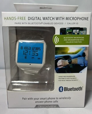 Crystalview BLUETOOTH Hands-Free Digital Watch with Microphone - WHITE - Image 1 of 4