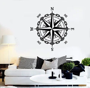 Vinyl Wall Decal Nautical Compass Sailor Ocean Sea Style Stickers (1984ig) - Picture 1 of 3